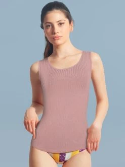 Shyle Mauve Broad Strap Basic Ribbed Camisole