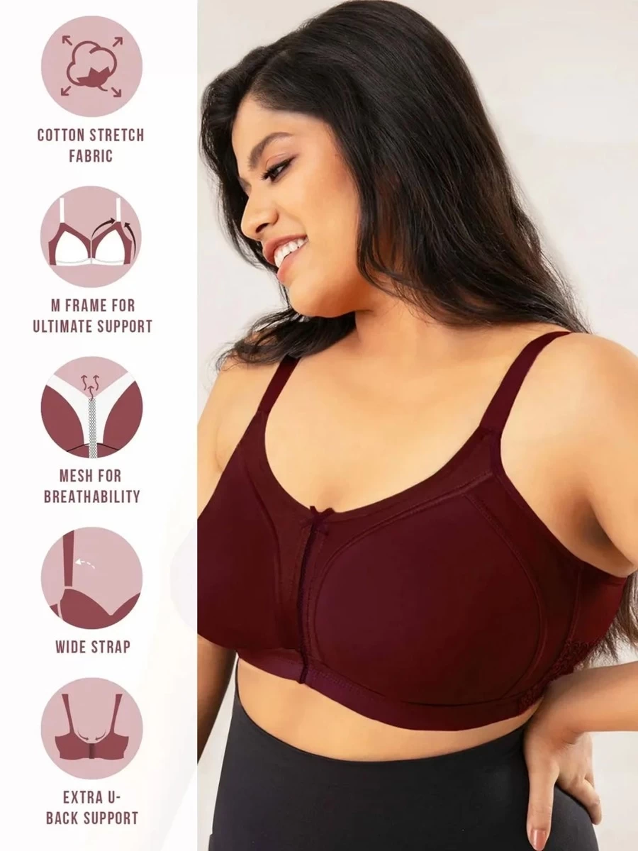 Nykaa Wine Red Non Padded M Frame Support Me Pretty Bra 4 Nykaa Wine Red Non Padded M Frame Support Me Pretty Bra - Image 2