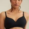 Nykaa Anthracite Black Cotton Seamless Wirefree T Shirt Bra
