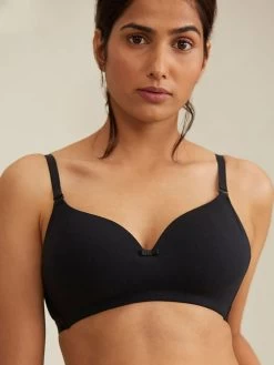 Nykaa Anthracite Black Cotton Seamless Wirefree T Shirt Bra