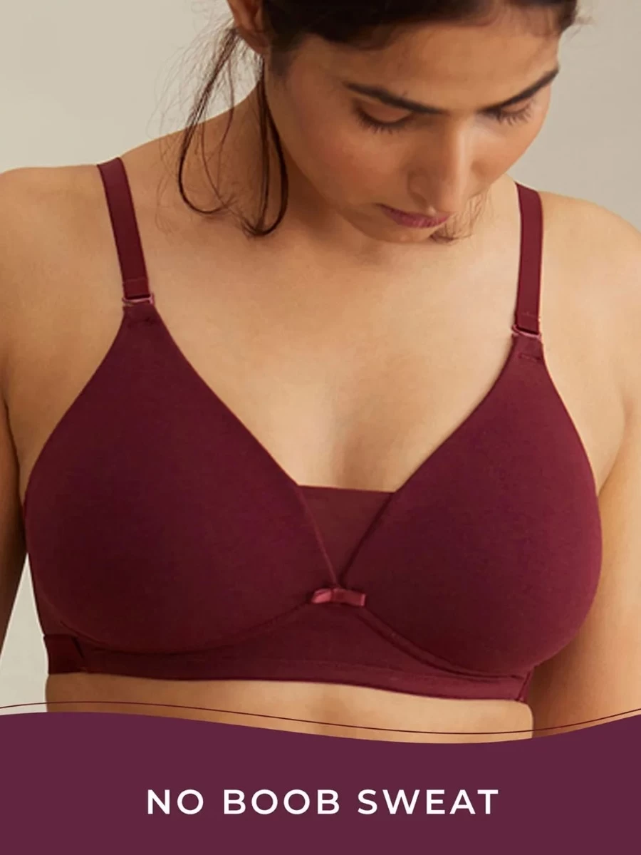 Nykaa Zinfandel Maroon Wirefree Triangle Breathe T Shirt Bra 3 Nykaa Zinfandel Maroon Wirefree Triangle Breathe T Shirt Bra
