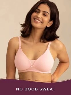 Nykaa Coral Blush Wirefree Triangle Breathe T Shirt Bra