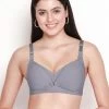 Shyle Monument Grey Cotton Front Open Nursing Bra