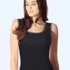 Shyle Black Decorative Lace Soft Ribbed Basic Camisole -Shyaway 8030 black front