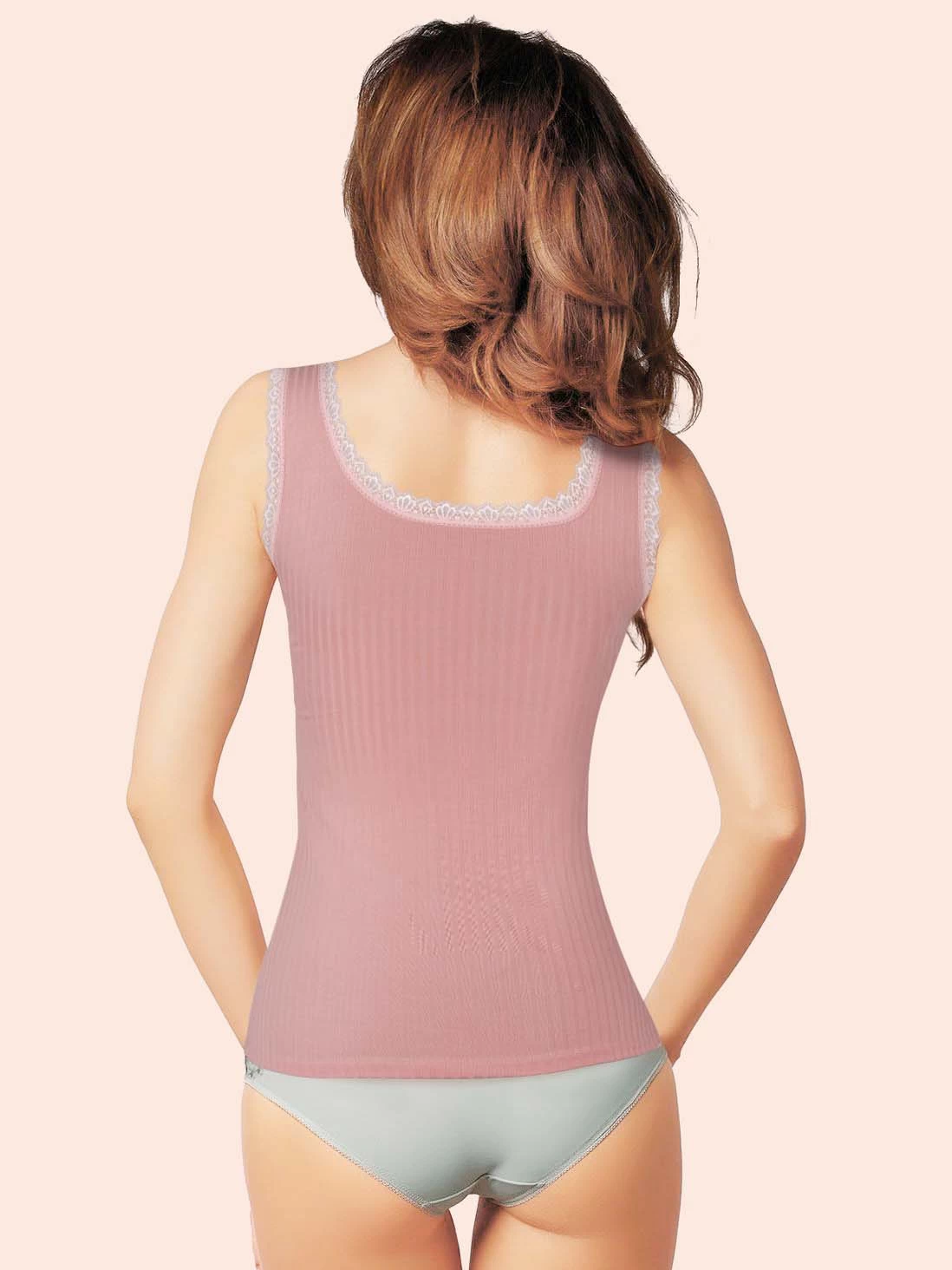 Shyle Mauve Decorative Lace Soft Ribbed Basic Camisole 4 Shyle Mauve Decorative Lace Soft Ribbed Basic Camisole - Image 2