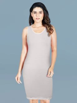 Shyle White Broad Strap Basic Soft Modal Chemise