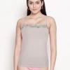 Shyle Grey Floral Neck Ribbed Camisole -Shyaway 8158 grey 01