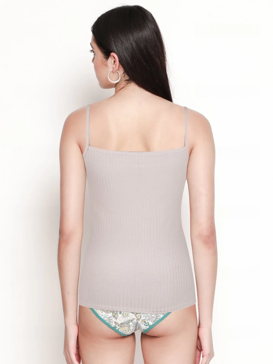 Shyle Grey Floral Neck Ribbed Camisole 4 Shyle Grey Floral Neck Ribbed Camisole - Image 2