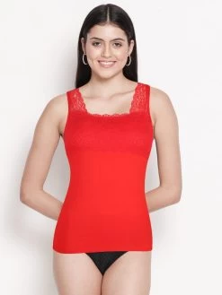 Shyle Red Full Lace Neckline Soft Modal Camisole