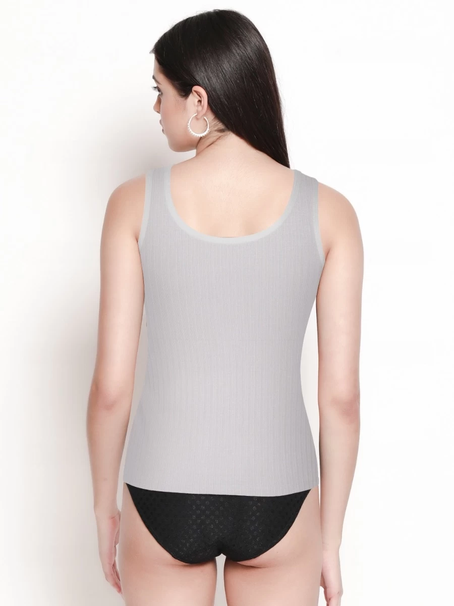 Shyle Grey Square Lace Neck Ribbed Camisole 4 Shyle Grey Square Lace Neck Ribbed Camisole - Image 2