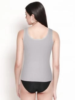 Shyle Grey Lace V Neck Ribbed Camisole -Shyaway 8220 grey 02