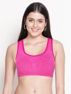 Shyle Pink Melange Low Impact RacerBack Sports Bra
