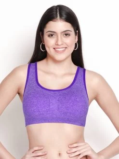Shyle Purple Melange Low Impact RacerBack Sports Bra