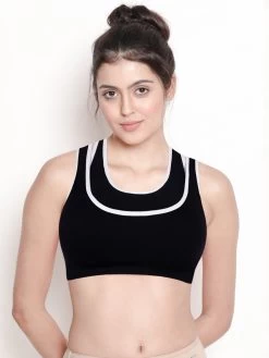 Shyle Jet Black Pull Over Racer Back Sports Bra -Shyaway 8519 black 01