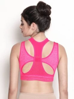 Shyle Fluorescent Pink Melange Pull Over Racer Back Sports Bra 7 Shyle Fluorescent Pink Melange Pull Over Racer Back Sports Bra -Shyaway 8519 fluorescent pink 02