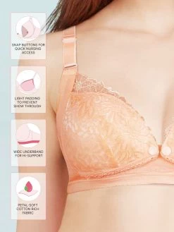 Shyle Light Orange Lace Cup Nursing Bra 7 Shyle Light Orange Lace Cup Nursing Bra -Shyaway 8632 lightorange fea