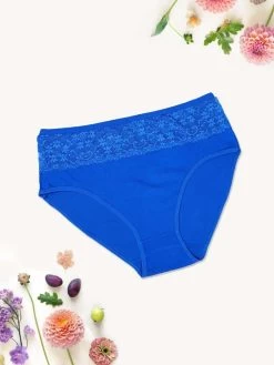 Shyle Royal Blue Lace Front Plus Size Hipster Panty
