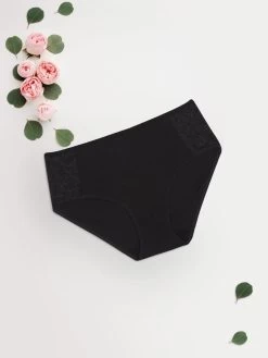 Shyle Black Beauty Full Coverage Solid Lace Hipster Panty