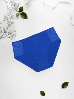 Shyle Dazzling Blue Full Coverage Solid Lace Hipster Panty
