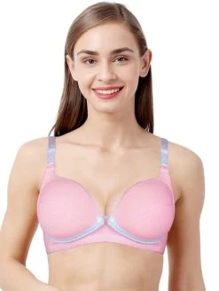 Shyle Light Pink With Blue Straps Nursing Bra