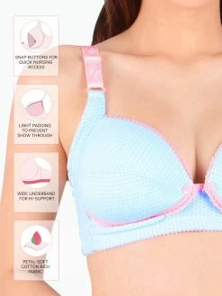 Shyle Sky Blue With Pink Straps Nursing Bra -Shyaway 8802 skybluepink fea