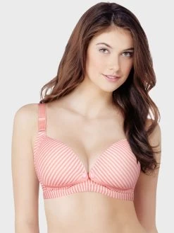 Shyle Coral Stripe Print Cotton Nursing Bra