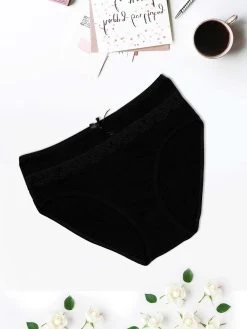 Shyle Black Lace Front Plus Size Hipster Panty