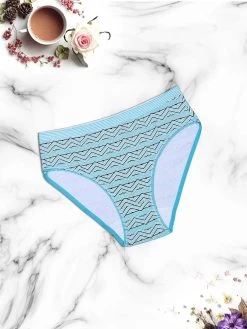 Shyle Light Blue Black Tribal Print Plus Size Hipster Panty
