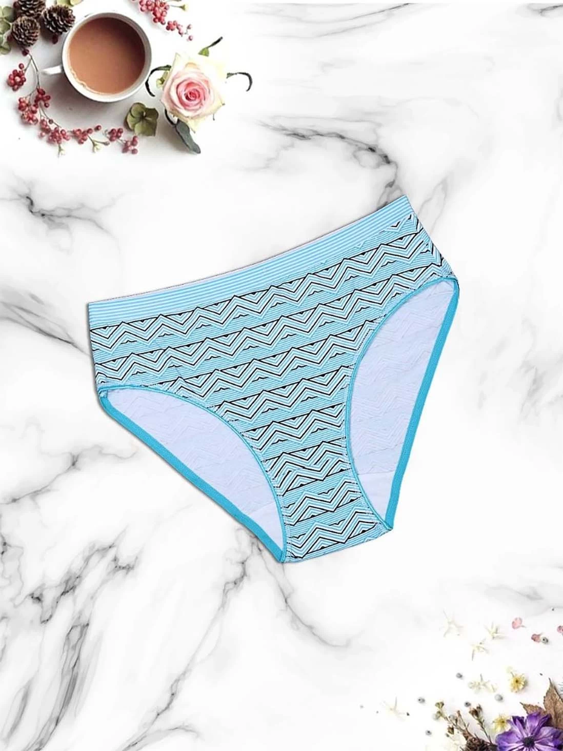 Shyle Light Blue Black Tribal Print Plus Size Hipster Panty 3 Shyle Light Blue Black Tribal Print Plus Size Hipster Panty