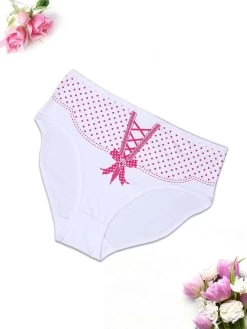 Shyle White Corset Tie Belt Print Plus Size Hipster Panty