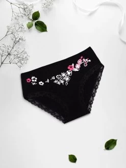 Shyle Black Beauty Full Coverage Floral Printed Hipster Panty