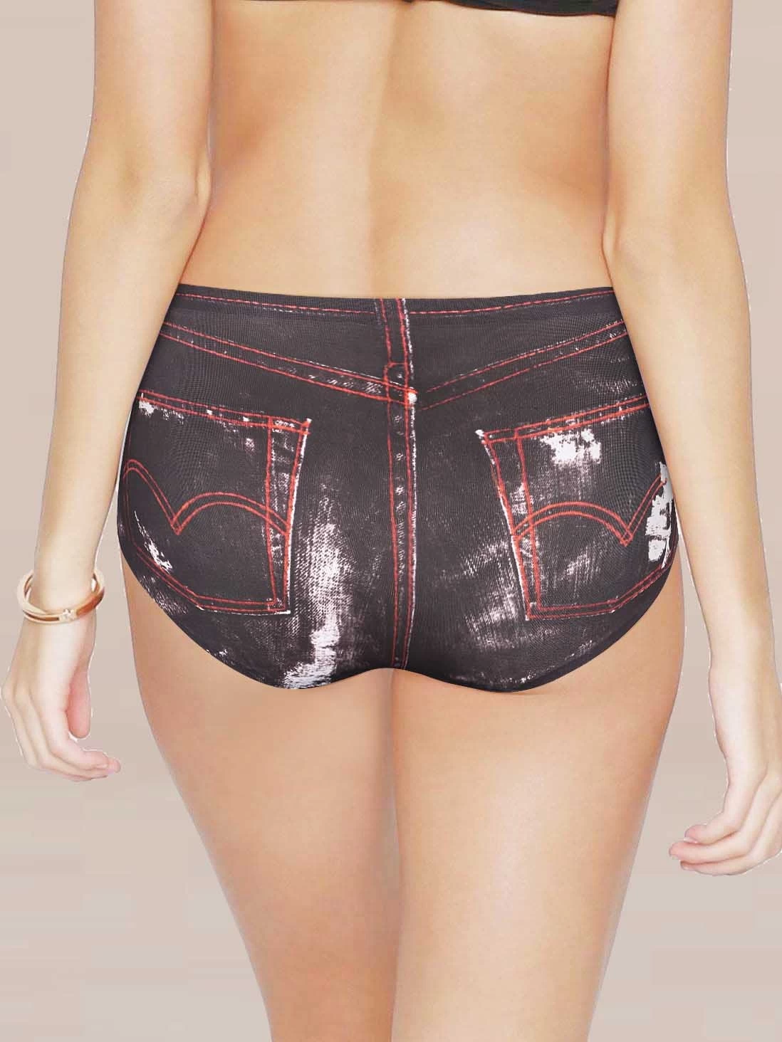 Shyle Black Denim Printed Panty 4 Shyle Black Denim Printed Panty - Image 2