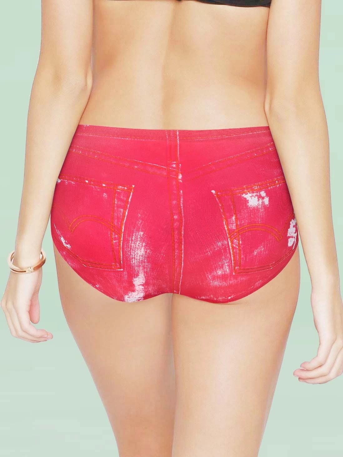 Shyle Red Denim Printed Panty 4 Shyle Red Denim Printed Panty - Image 2