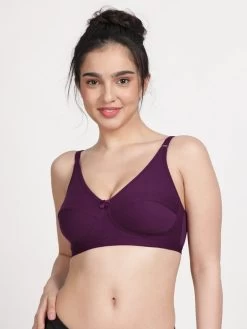 Susie Dark Purple Wirefree Seamed Everyday Bra