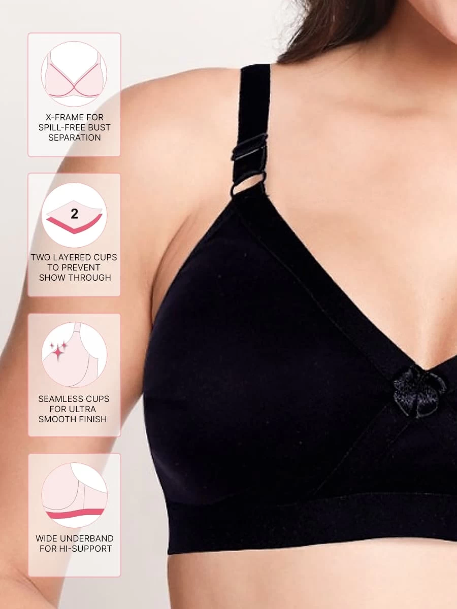 Susie Black Beauty Wirefree Full Coverage Moulded Cotton Bra 4 Susie Black Beauty Wirefree Full Coverage Moulded Cotton Bra - Image 2