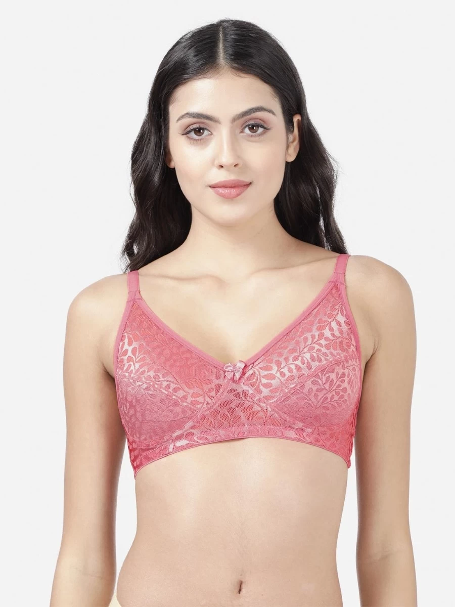Susie Coral Pink Non Padded Wirefree Lace Bra 3 Susie Coral Pink Non Padded Wirefree Lace Bra