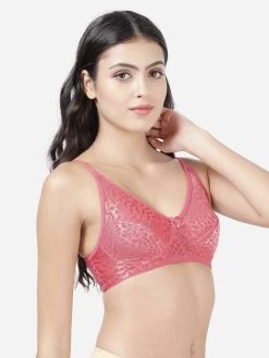 Susie Coral Pink Non Padded Wirefree Lace Bra 8 Susie Coral Pink Non Padded Wirefree Lace Bra -Shyaway ai1012 coralpink side