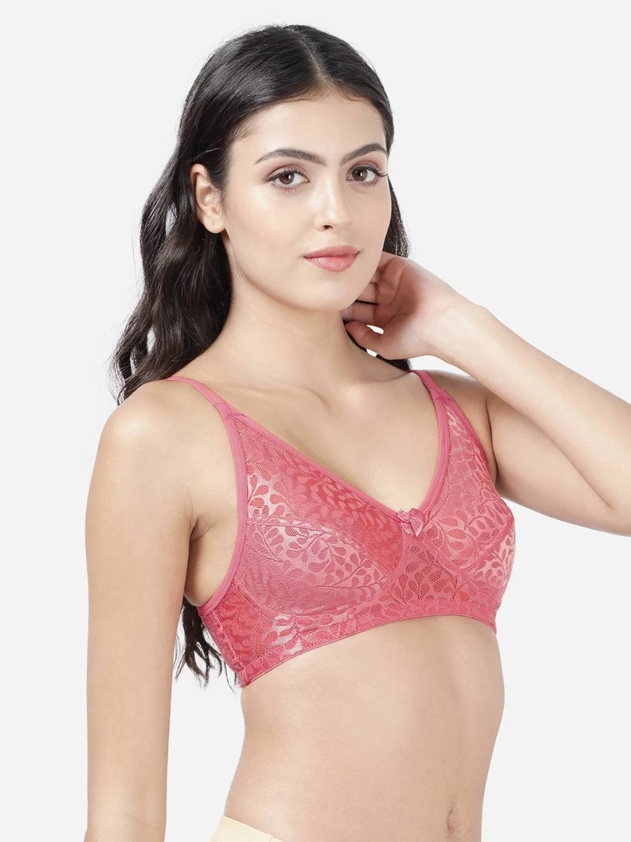 Susie Coral Pink Non Padded Wirefree Lace Bra 5 Susie Coral Pink Non Padded Wirefree Lace Bra - Image 3