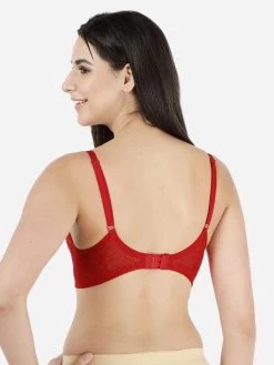 Susie FieryRed Non Padded Wirefree Lace Bra -Shyaway ai1012 fieryred back