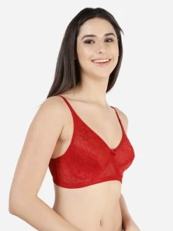 Susie FieryRed Non Padded Wirefree Lace Bra -Shyaway ai1012 fieryred side