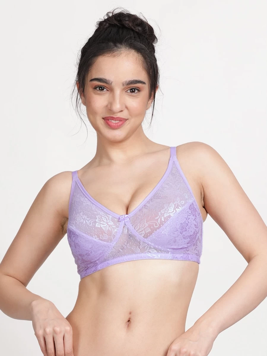 Susie Lavender Non Padded Wirefree Lace Bra 3 Susie Lavender Non Padded Wirefree Lace Bra