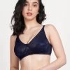 Susie Navy Blue Non Padded Wirefree Lace Bra 2 Susie Navy Blue Non Padded Wirefree Lace Bra -Shyaway ai1012 navyblue front