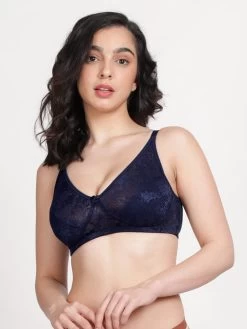 Susie Navy Blue Non Padded Wirefree Lace Bra