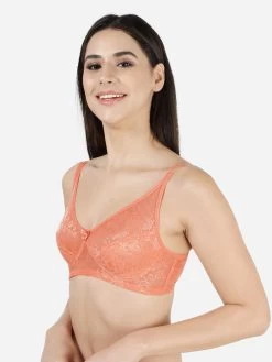 Susie Peach Parfait Non Padded Wirefree Lace Bra -Shyaway ai1012 peachparfait side