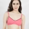 Shyle Peony Pink Contrast Neckline Moulded Non Padded Bra -Shyaway ail1002 peonypink front