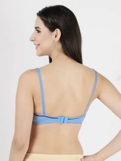 Shyle SkyBlue Contrast Neckline Moulded Non Padded Bra 9 Shyle SkyBlue Contrast Neckline Moulded Non Padded Bra -Shyaway ail1002 skyblue back
