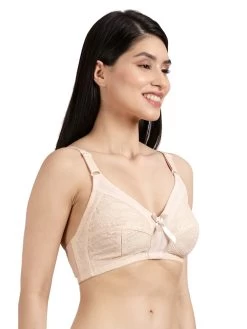 Shyaway Nude Lace Embellished Minimizer Bra -Shyaway b009 nude 3