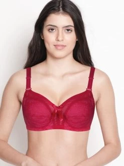 Shyaway Magenta Lace Minimizer Bra With Moulded Cups