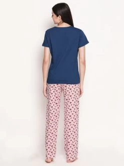 Shyaway Blue Pink Bow Printed Pyjama Set -Shyaway back 1