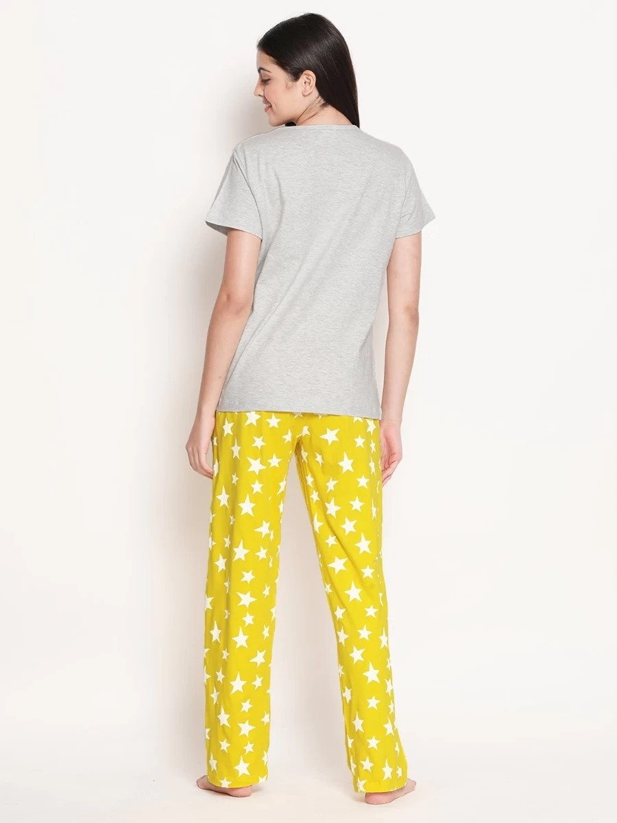 Shyaway Lemon Yellow Star Printed Pyjama Set 5 Shyaway Lemon Yellow Star Printed Pyjama Set - Image 3